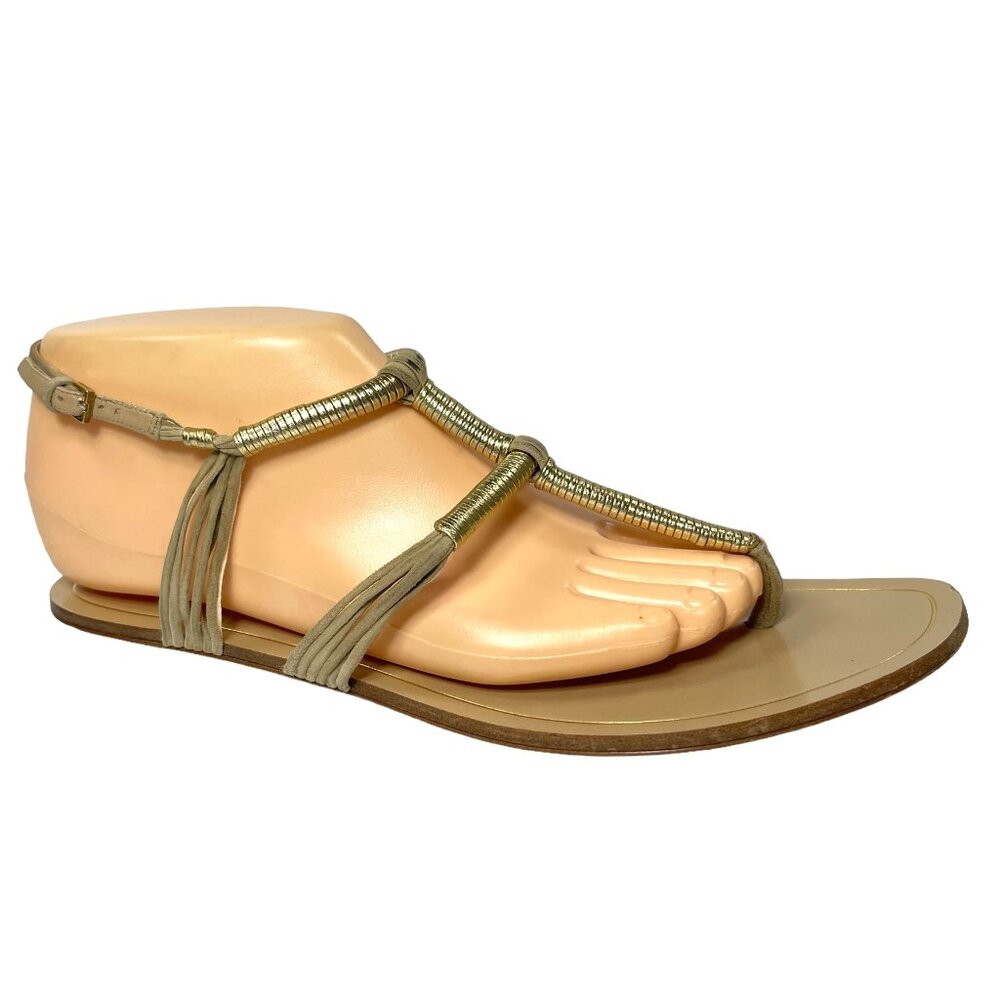 GUCCI Gold Gladiator Thong Ankle Strap Sandals 39.5 9.5